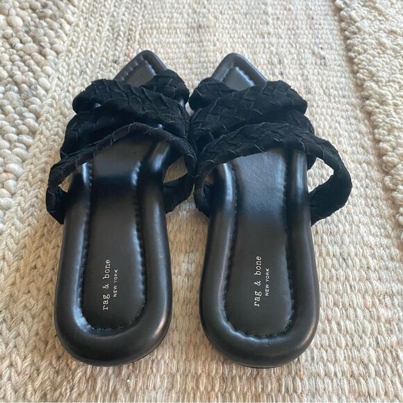 Rag & Bone Lewis Pointed Toe Suede Sandal Black Leather Womens Size 39 (7) NWOB - Picture 10 of 12